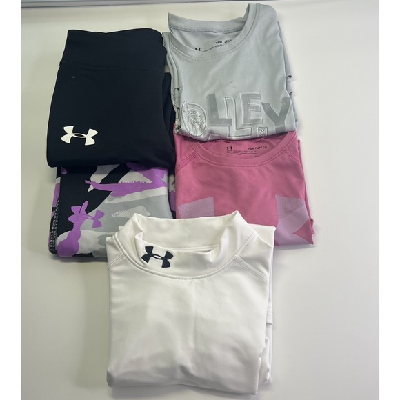 Under Armour Girl Bundle ofLeggingstshirts Size Youth Small Girl Active Wear